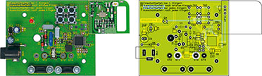 Ansicht der fertig bestückten Platine des FS20 TKS mit zugehörigem Betückungsplan Ansicht der fertig bestückten Platine des FS20 TKS mit zugehörigem Betückungsplan
