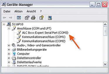 Bild 1: Dem ALC ist der virtuelle serielle Port „COM3“ zugeordnet. Bild 1: Dem ALC ist der virtuelle serielle Port „COM3“ zugeordnet.