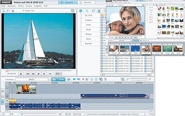 Bild 7: Diashow zusammenbauen am digitalen Schneidetisch – Bilder, Effekte, Begleitton und Texte werden auf einem Storyboard zusammengesetzt. Bild 7: Diashow zusammenbauen am digitalen Schneidetisch – Bilder, Effekte, Begleitton und Texte werden auf einem Storyboard zusammengesetzt.