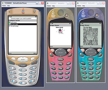 Bild 8: Simulieren von Mobiltelefonen im Sun Java Wireless Toolkit Bild 8: Simulieren von Mobiltelefonen im Sun Java Wireless Toolkit