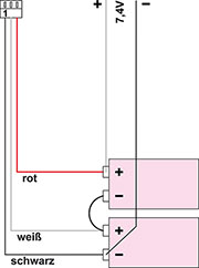 Bild 3: Anschluss eines 2-zelligen Akku-Packs Bild 3: Anschluss eines 2-zelligen Akku-Packs