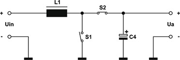Bild 4: Funktionsprinzip des Step-up-Wandlers Bild 4: Funktionsprinzip des Step-up-Wandlers