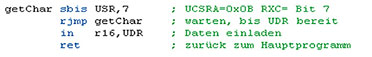 Bild 47: Das Unterprogramm zum Warten auf den Empfang eines Bytes. Bild 47: Das Unterprogramm zum Warten auf den Empfang eines Bytes.