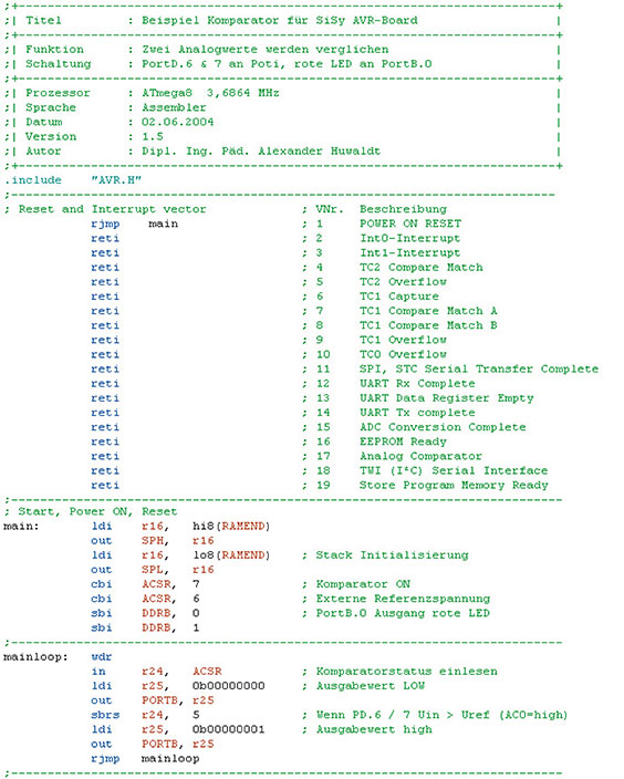 Bild 52: Der Quellcode zum Komparatorprogramm. Bild 52: Der Quellcode zum Komparatorprogramm.