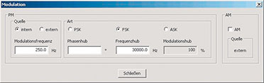 Bild 3: Erweiterte Einstellungen für die Betriebsart „Modulation“ Bild 3: Erweiterte Einstellungen für die Betriebsart „Modulation“