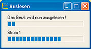 Bild 6: Beim manuellen Auslesen der Daten kann man die Datenübertragung gut verfolgen Bild 6: Beim manuellen Auslesen der Daten kann man die Datenübertragung gut verfolgen