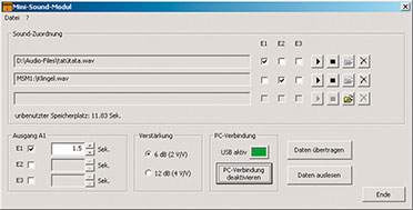 Bild 1: Das Dialogfenster der PCSoftware