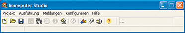 Bild 2: Das Programm-/Menüfenster von homeputer Studio Bild 2: Das Programm-/Menüfenster von homeputer Studio