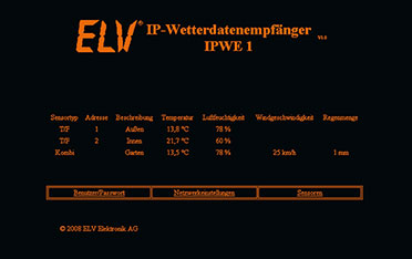 Bild 2: Die Startseite des Wetterdatenempfängers