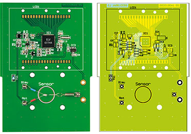 Ansicht der fertig bestückten Platine des LTT 1 mit zugehörigem Bestückungsplan Ansicht der fertig bestückten Platine des LTT 1 mit zugehörigem Bestückungsplan