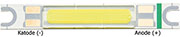 Bild 1: Die 3-W-Flächen-LED. Man erkennt die Polarität an der Strichmarkierung (Anode). Bild 1: Die 3-W-Flächen-LED. Man erkennt die Polarität an der Strichmarkierung (Anode).