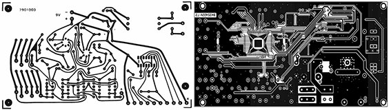 Bild 11: Zwischen der Platinenzeichnung von 1978 (links) und der von 2007 (rechts) liegen fast 30 Jahre Entwicklung in der Technologie der Platinenherstellung. Während früher Platinen quasi von Hand gezeichnet wurden, kommt man heute ohne hochentwickelte PC-Programme nicht mehr aus, zumal heute auch zahlreiche EMV-Vorschriften zu beachten sind. Bild 11: Zwischen der Platinenzeichnung von 1978 (links) und der von 2007 (rechts) liegen fast 30 Jahre Entwicklung in der Technologie der Platinenherstellung. Während früher Platinen quasi von Hand gezeichnet wurden, kommt man heute ohne hochentwickelte PC-Programme nicht mehr aus, zumal heute auch zahlreiche EMV-Vorschriften zu beachten sind.