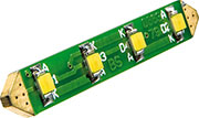 Bild 2: Die LED-Soffitte wird mit vier SMD-LEDs bestückt, sie passt genau in die normale Soffittenfassung. Bild 2: Die LED-Soffitte wird mit vier SMD-LEDs bestückt, sie passt genau in die normale Soffittenfassung.