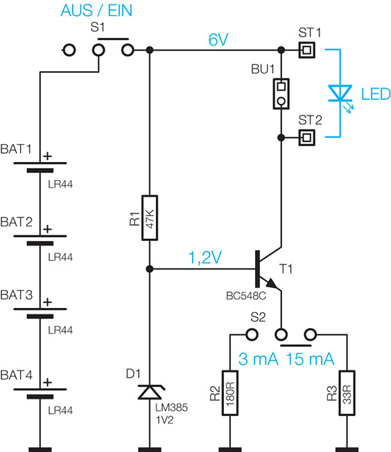 Bild 1: Schaltbild des SMD-LED-Testers