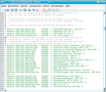 Bild 1: Auszug aus dem Quelltext für den USB-Treiber