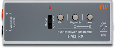 Bild 2: Die Bedienelemente des Funk-Messwert-Empfängers FM3 RX