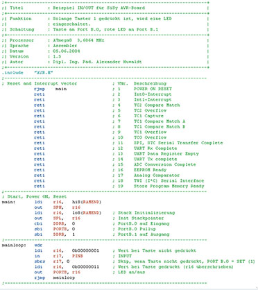 Bild 27: Der Quellcode für unser I/O-Programm