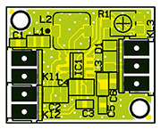 Fertig bestückte Platine des SUW 3 mit zugehörigem Bestückungsplan