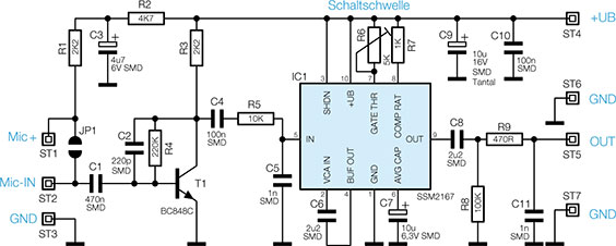 Bild 1: Schaltbild des Mikrofonverstärkers