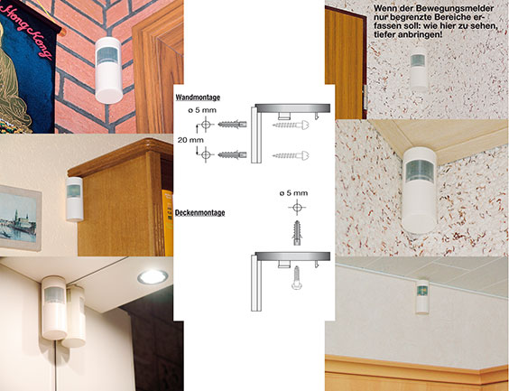 Bild 2: Dank des universellen und um ±45 Grad schwenkbaren Wand-/Deckenhalters und des zurückhaltenden Designs passt der Bewegungsmelder in jede Umgebung.