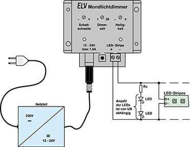 Bild 3: Anschlussschema für den Mondlicht-Dimmer