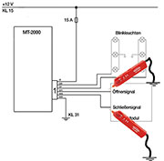 Bild 11: Die Blinkeransteuerung beim Öffnen und Schließen mit dem MT2000. Diese Schaltung ist gleichzeitig  mit der Nach­-blink-Schaltung nutzbar!