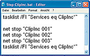 Bild 11: Mit wenigen Zeilen in einer Batchdatei lassen sich alle oder gezielt einige Dienste abschalten.