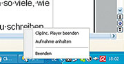 Bild 8: Über Rechtsklick auf das Clip-Inc-Symbol in der Taskleiste kann der Server deaktiviert werden.
