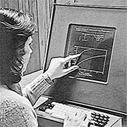 Bild 6: PLATO-IV-Plasma-Touchscreen Anfang der 70er Jahre (Quelle: University of Illinois at Urbana- Champaign, http://www.chem.uiuc. edu/clcwebsite/history.html)