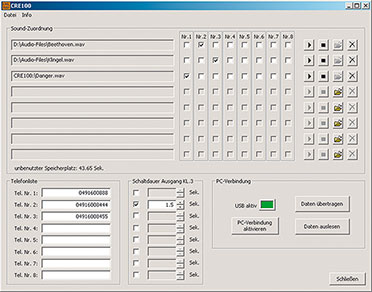 Bild 1: Das Programmfenster des Konfigurationsprogramms