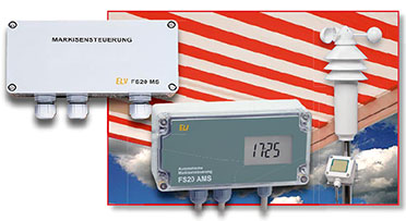 Bild 10: Die beiden ELV-Steuerungen FS20 MS und FS20 AMS sind für Rollläden und Markisen einsetzbar. Bei der FS20 AMS ist bereits eine witterungsgeführte Steuerung integriert, der Wettersensor gehört zum Lieferumfang.