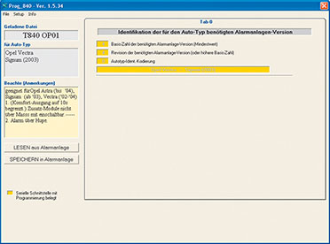 Bild 6: Die einfach zu übersehende Programmoberfläche von „ProDam“, hier ist die Parameterdatei für den Opel schon geladen.