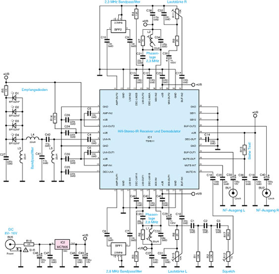 Bild 6: Schaltung des Stereo-Infrarot-Empfängers