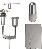 Links: Funk-Kombi-Sensor OC 3; Rechts oben: Funk-Temperatur-/Luftfeuchtesensor OTH; Rechts unten: Funk-Innensensor IT