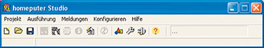 Bild 2: Das Programm-/Menüfenster von homeputer Studio