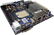 Bild 18: Perfekt ausgestattet – das Kontron KT690/mITX für AMDs Turion-64-X2-Dual-Core-Prozessoren. Mit Onboard-ATI-Radeon- Grafik. (Bild: Kontron)