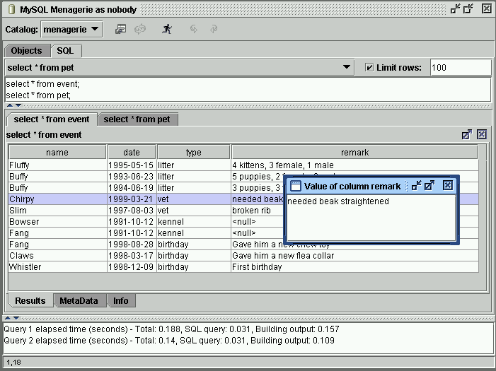 Executing SQL